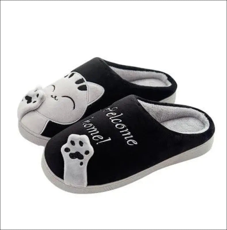 Women’s Winter Warm Plush Cat Slippers - Furry Indoor Home Shoes with Round Toe Design for Bedroom & Floor Comfort