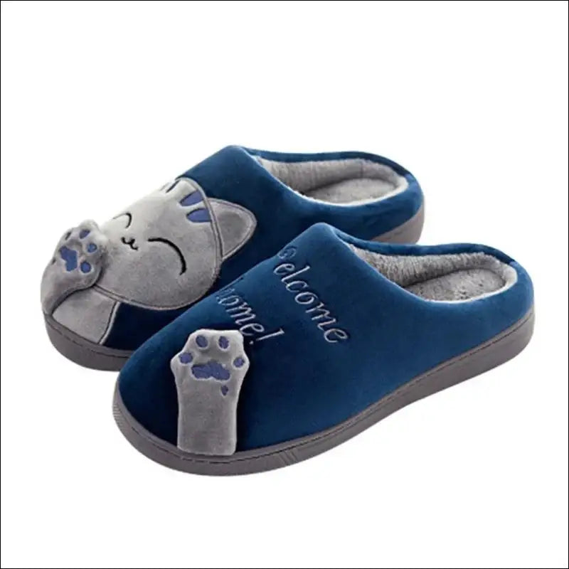 Women’s Winter Warm Plush Cat Slippers - Furry Indoor Home Shoes with Round Toe Design for Bedroom & Floor Comfort