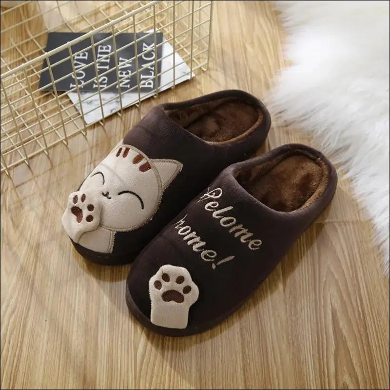 Women’s Winter Warm Plush Cat Slippers - Furry Indoor Home Shoes with Round Toe Design for Bedroom & Floor Comfort