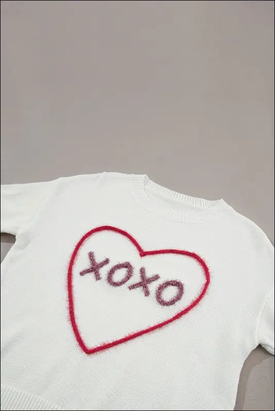 XOXO Round Neck Drop Shoulder Sweater