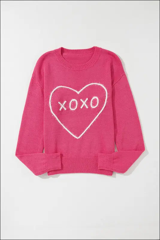 XOXO Round Neck Drop Shoulder Sweater