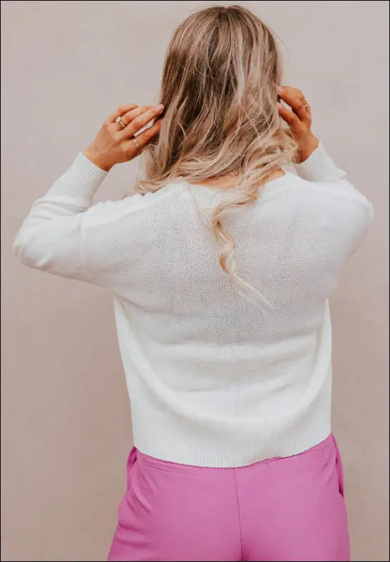 XOXO Round Neck Drop Shoulder Sweater