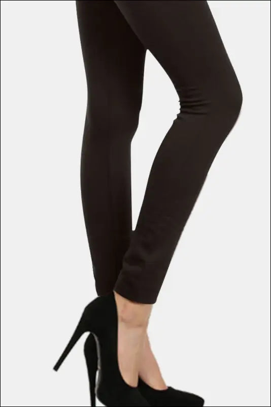 Yelete Seamless High Waist Fleece Leggings - Black / One Size-Regular