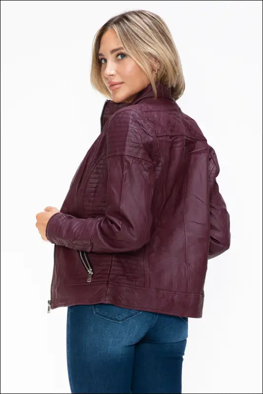 YMI Faux Layered Double-Zipper Jacket with Fuzzy Hood