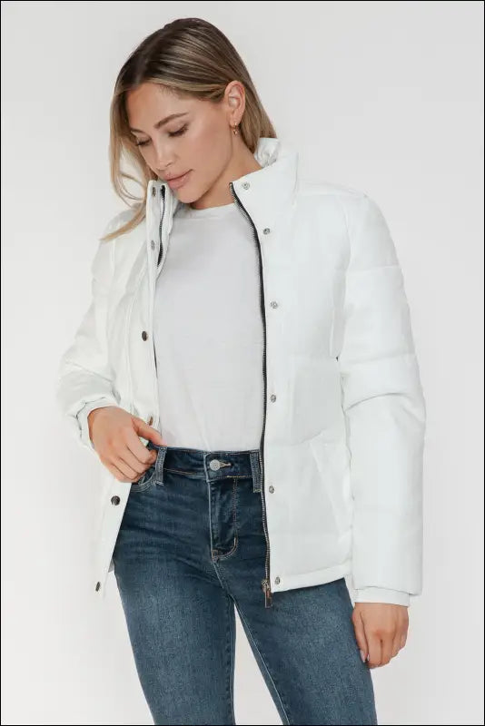 YMI Pocketed Zip Up Turtleneck Puffer Jacket