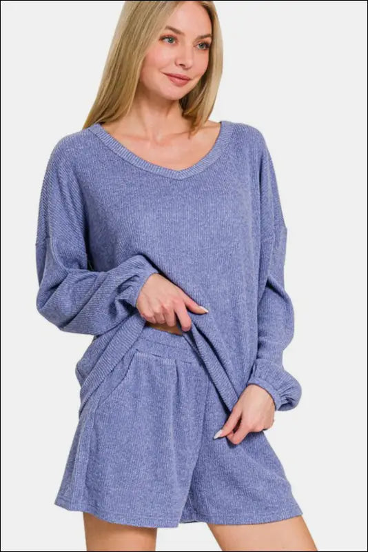 Zenana Half Snap Long Sleeve Hoodie with Kangaroo Pocket - Brushed Hacci Drop Shoulder Cropped