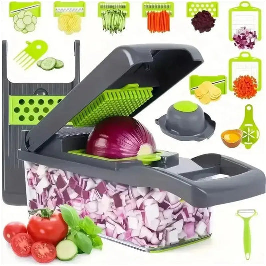 ’14-in-1 Multifunctional Vegetable Chopper & Slicer – Ultimate Kitchen Tool for Easy Dicing Slicing and Grating!’