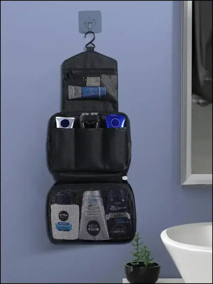 1PC High-Quality Travel Cosmetic Bag – Waterproof Toiletries Organizer Hanging Makeup for Men & Women - Black - Man