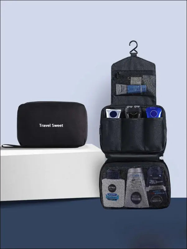 1PC High-Quality Travel Cosmetic Bag – Waterproof Toiletries Organizer Hanging Makeup for Men & Women - Black - Man