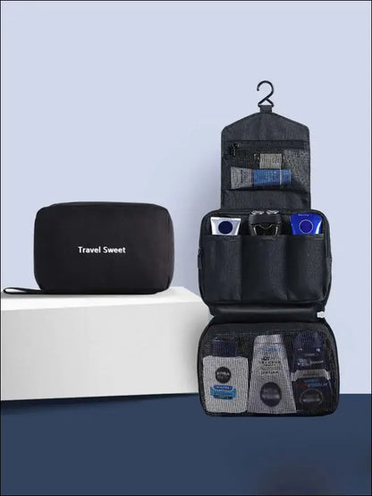 1PC High-Quality Travel Cosmetic Bag – Waterproof Toiletries Organizer Hanging Makeup for Men & Women - Black - Man