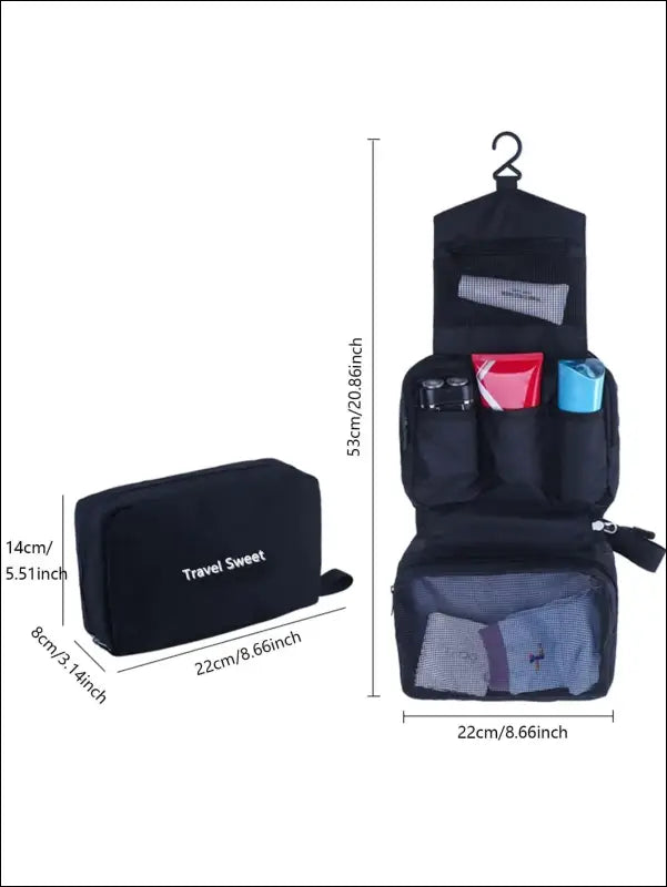 1PC High-Quality Travel Cosmetic Bag – Waterproof Toiletries Organizer Hanging Makeup for Men & Women - Black - Man