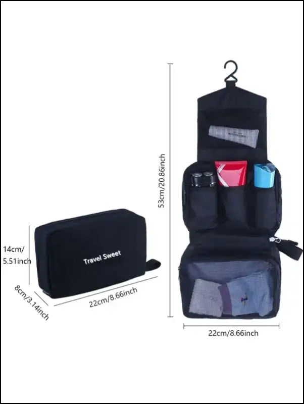 1PC High-Quality Travel Cosmetic Bag – Waterproof Toiletries Organizer Hanging Makeup for Men & Women - Black - Man