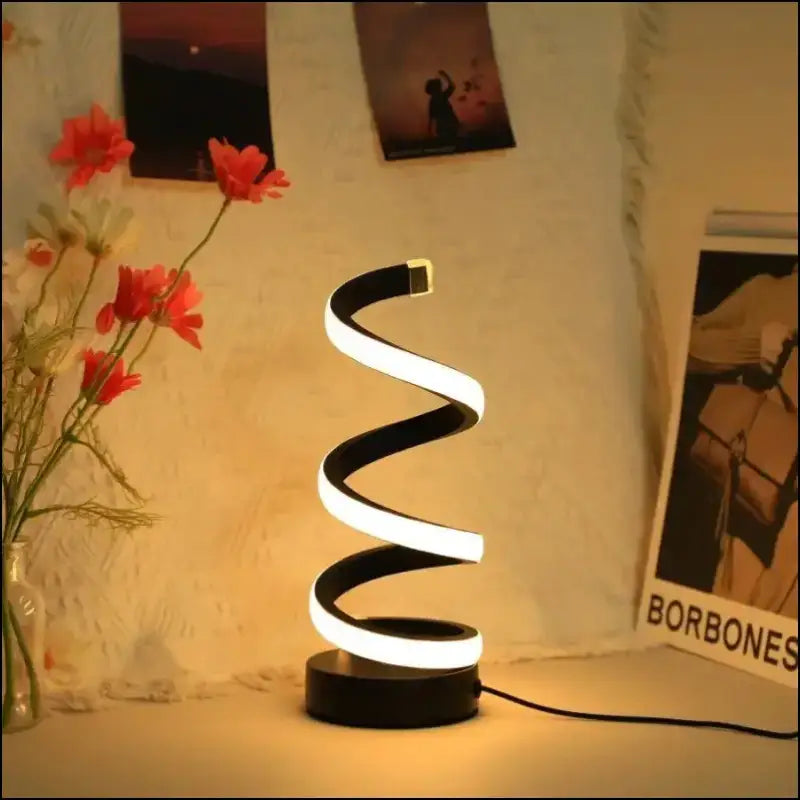 1PC Modern S Desk Lamp - USB Tricolor Eye-Caring Bedroom Decorative Table Light - black