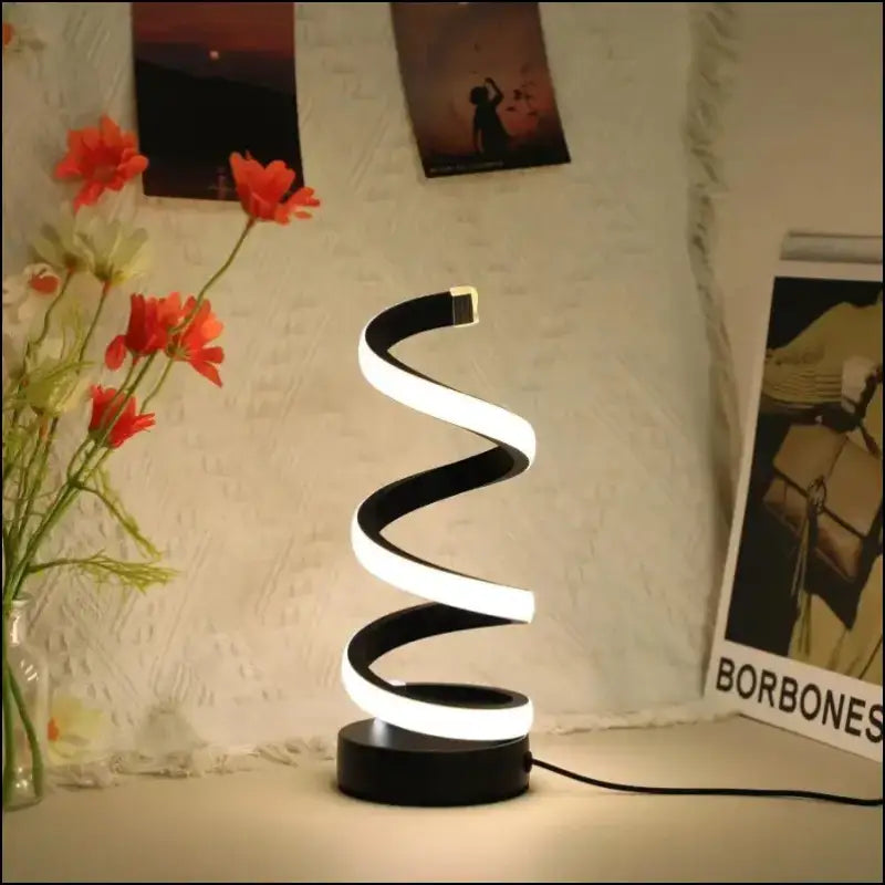 1PC Modern S Desk Lamp - USB Tricolor Eye-Caring Bedroom Decorative Table Light - black