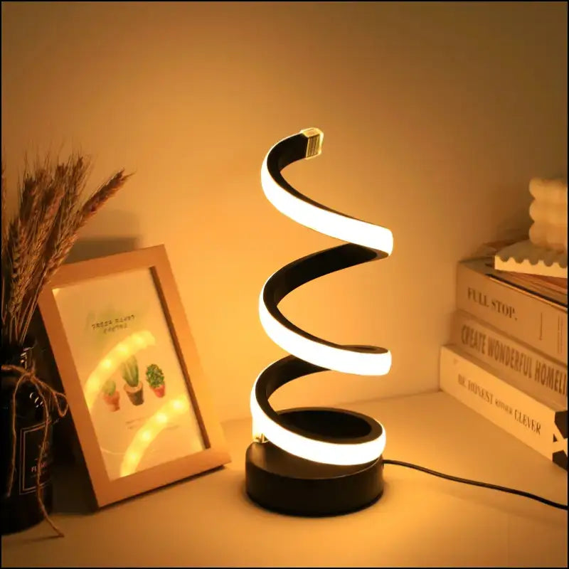 1PC Modern S Desk Lamp - USB Tricolor Eye-Caring Bedroom Decorative Table Light - black