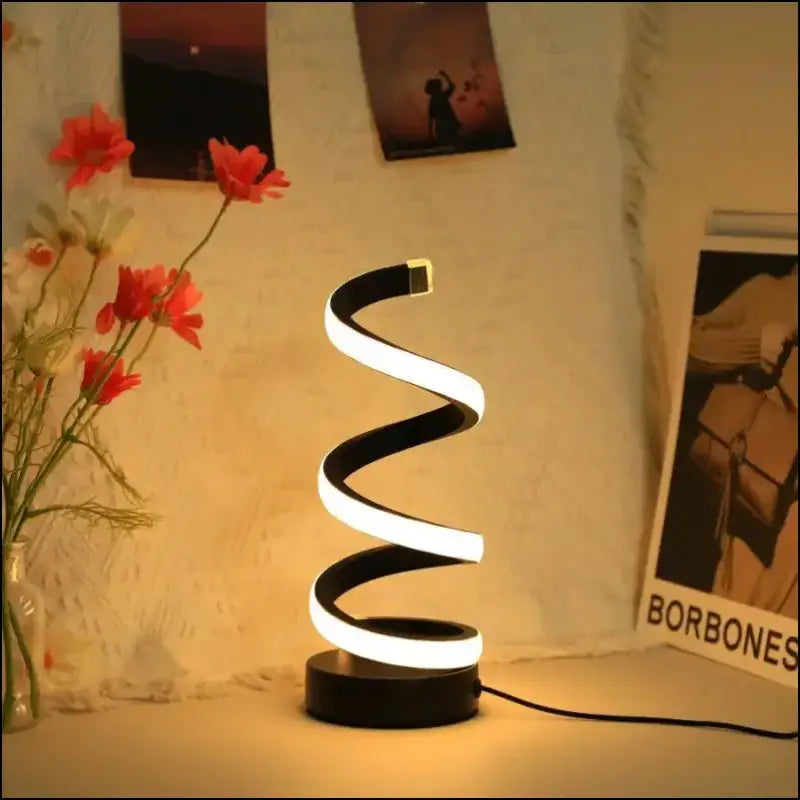 1PC Modern S Desk Lamp - USB Tricolor Eye-Caring Bedroom Decorative Table Light - black