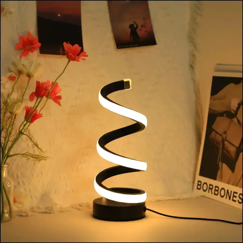1PC Modern S Desk Lamp - USB Tricolor Eye-Caring Bedroom Decorative Table Light - black