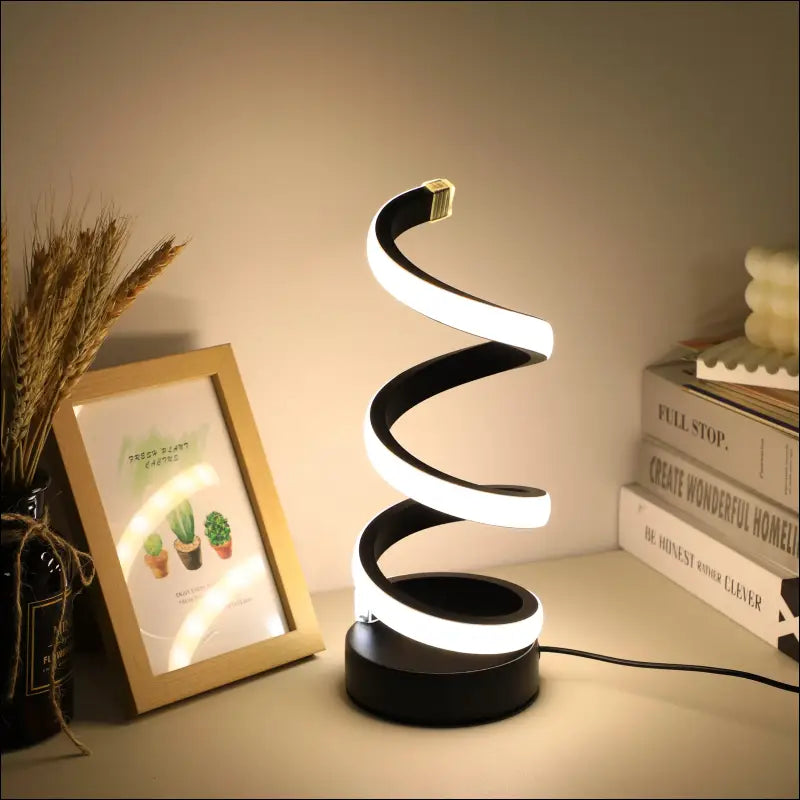 1PC Modern S Desk Lamp - USB Tricolor Eye-Caring Bedroom Decorative Table Light - black