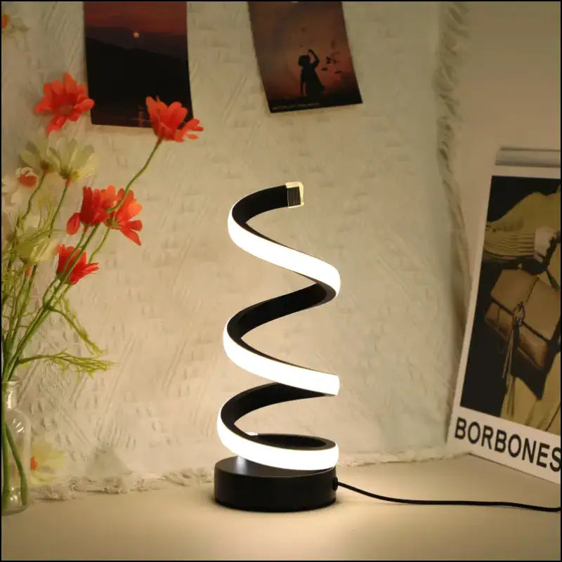 1PC Modern S Desk Lamp - USB Tricolor Eye-Caring Bedroom Decorative Table Light - black