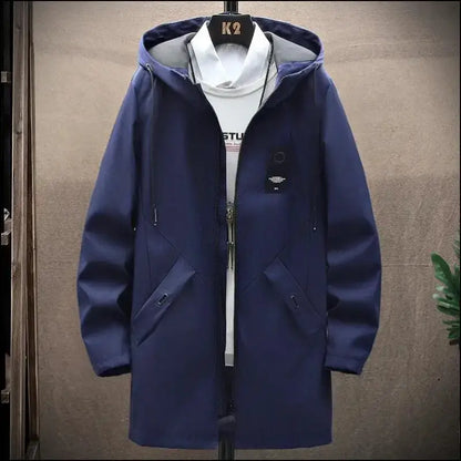 2023 Spring Men’s Classic Fashion Trend Long Windbreaker Men Casual Loose Large Size High-Quality Hooded Coat