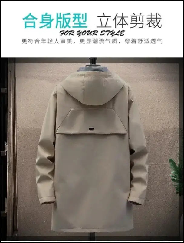 2023 Spring Men’s Classic Fashion Trend Long Windbreaker Men Casual Loose Large Size High-Quality Hooded Coat