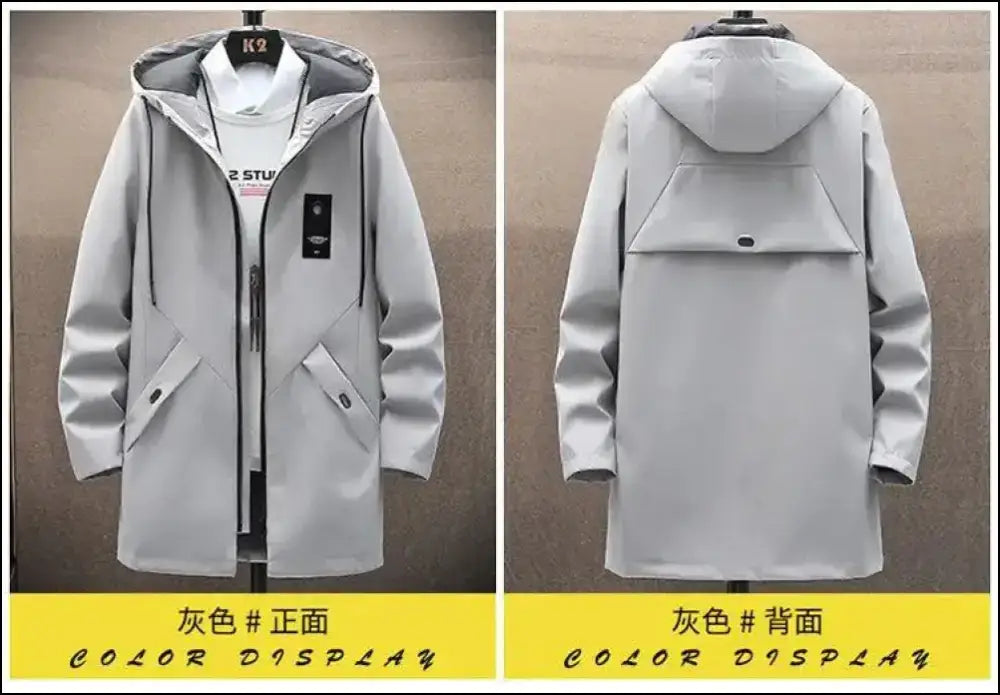 2023 Spring Men’s Classic Fashion Trend Long Windbreaker Men Casual Loose Large Size High-Quality Hooded Coat