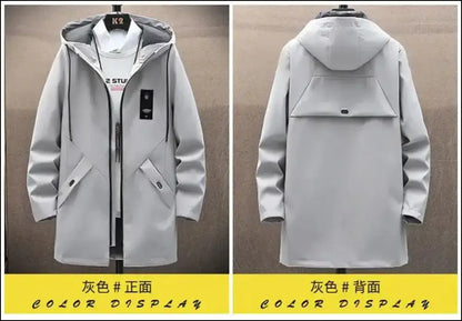 2023 Spring Men’s Classic Fashion Trend Long Windbreaker Men Casual Loose Large Size High-Quality Hooded Coat