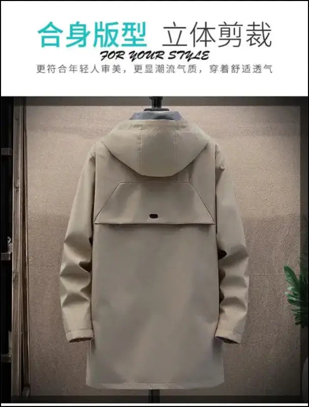 2023 Spring Men’s Classic Fashion Trend Long Windbreaker Men Casual Loose Large Size High-Quality Hooded Coat