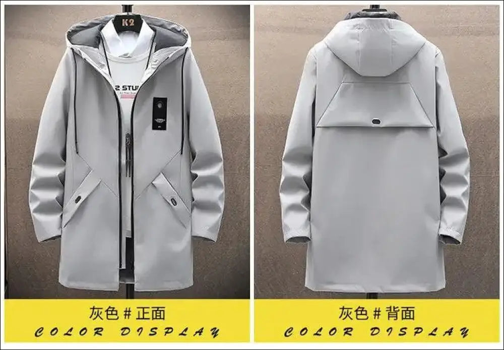 2023 Spring Men’s Classic Fashion Trend Long Windbreaker Men Casual Loose Large Size High-Quality Hooded Coat