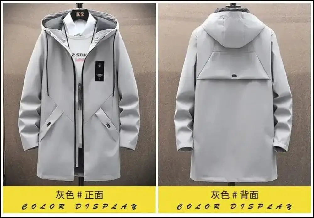 2023 Spring Men’s Classic Fashion Trend Long Windbreaker Men Casual Loose Large Size High-Quality Hooded Coat