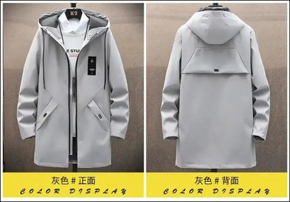 2023 Spring Men’s Classic Fashion Trend Long Windbreaker Men Casual Loose Large Size High-Quality Hooded Coat