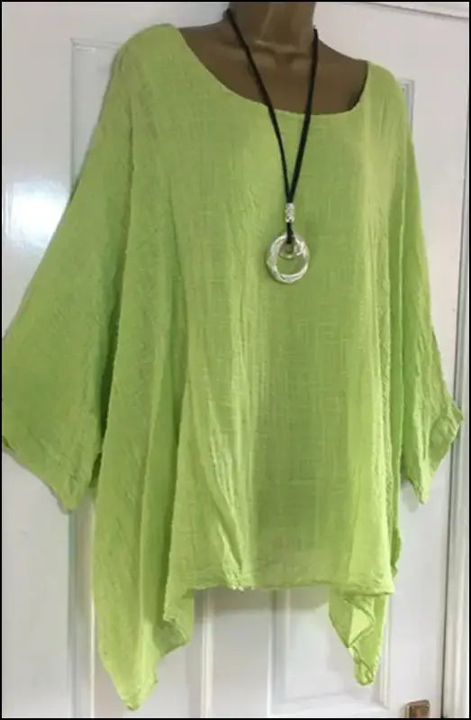 ’2023 Women’s Autumn Batwing Sleeve Blouse - Casual Elegance with Loose Fit & O-Neck Design’ - green / S - Women