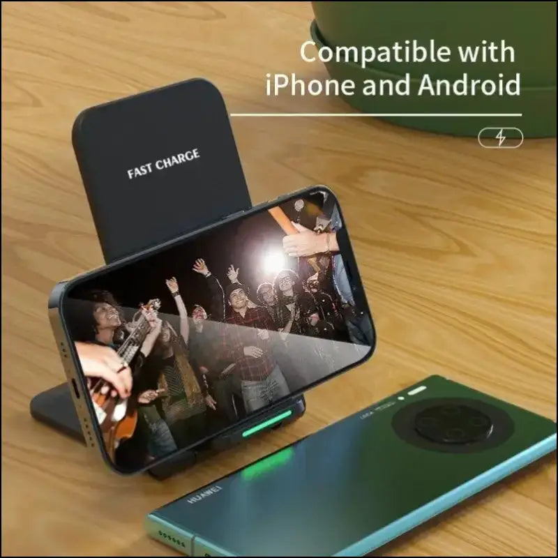 ’2024 Wireless Charger Station for iPhone 15 14 13 12 Pro Max 11 - Foldable Fast Charging Phone Stand Samsung & Xiaomi’