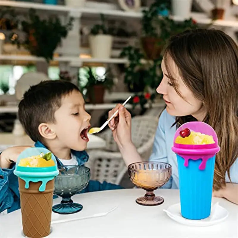 500ml Large Capacity Slushy Cup Summer Squeeze Homemade Juice Water Bottle Quick-Frozen Smoothie Sand Pinch Fast