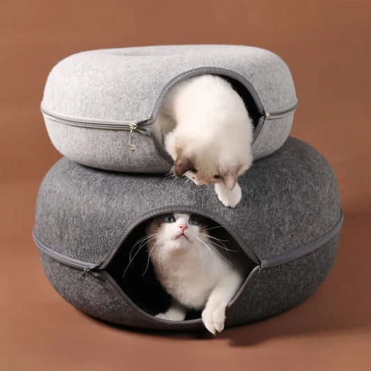 Round Woolen Cat Nest & Tunnel