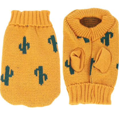 Multi Color Knitting Cat Sweater Lapel Casual