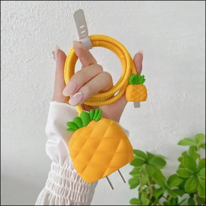 4pcs Cute Charging Cable Protector Data for iPhone 18/20W Charger Cover Protective Winder Accessories - Orange