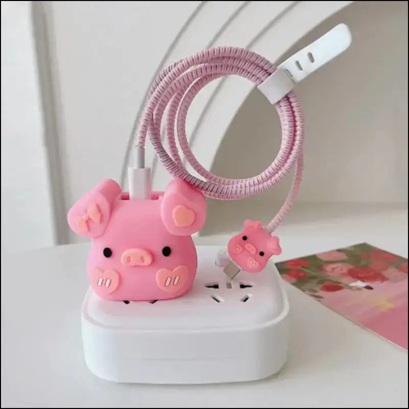 4pcs Cute Charging Cable Protector Data for iPhone 18/20W Charger Cover Protective Winder Accessories