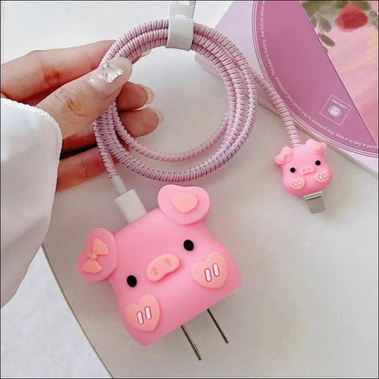 4pcs Cute Charging Cable Protector Data for iPhone 18/20W Charger Cover Protective Winder Accessories