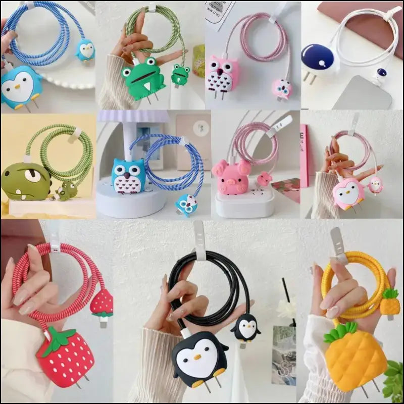 4pcs Cute Charging Cable Protector Data for iPhone 18/20W Charger Cover Protective Winder Accessories