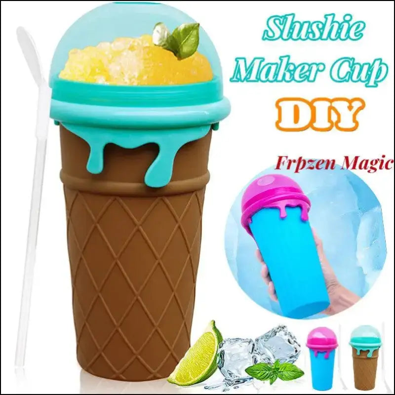 500ml Large Capacity Slushy Cup Summer Squeeze Homemade Juice Water Bottle Quick-Frozen Smoothie Sand Pinch Fast