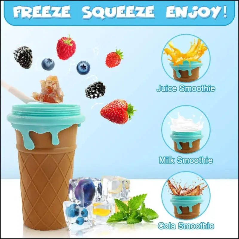 500ml Large Capacity Slushy Cup Summer Squeeze Homemade Juice Water Bottle Quick-Frozen Smoothie Sand Pinch Fast