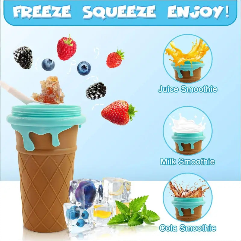 500ml Large Capacity Slushy Cup Summer Squeeze Homemade Juice Water Bottle Quick-Frozen Smoothie Sand Pinch Fast