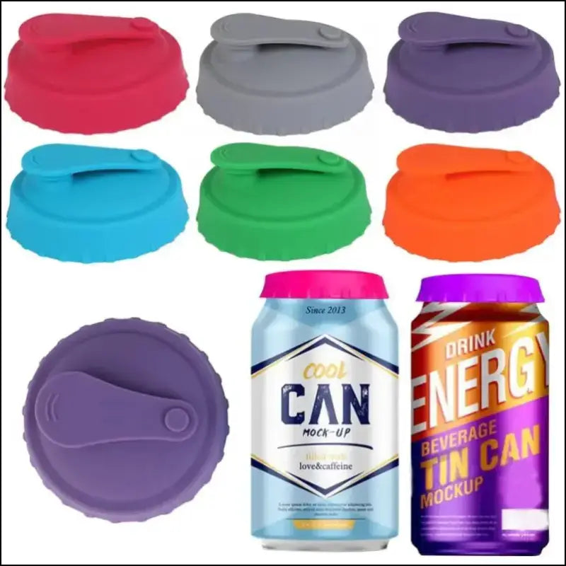 6 Colors Silicone Soda Can Lid | Reusable Stopper for Beer Juice Coke & Beverage Cans | Standard Fit Protector - 6Colors