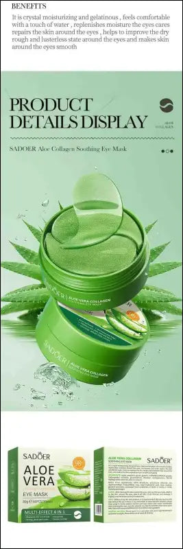 ’60pcs Aloe Vera Collagen Eye Mask - Anti Dark Circles Bag Removal Moisturizing & Firming Patches’