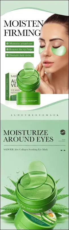 ’60pcs Aloe Vera Collagen Eye Mask - Anti Dark Circles Bag Removal Moisturizing & Firming Patches’