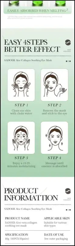 ’60pcs Aloe Vera Collagen Eye Mask - Anti Dark Circles Bag Removal Moisturizing & Firming Patches’