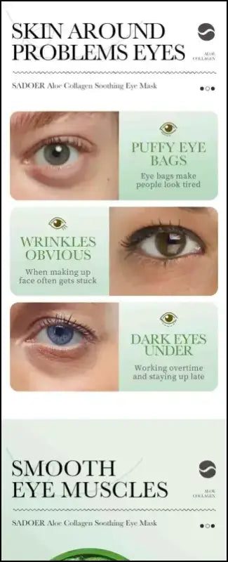 ’60pcs Aloe Vera Collagen Eye Mask - Anti Dark Circles Bag Removal Moisturizing & Firming Patches’
