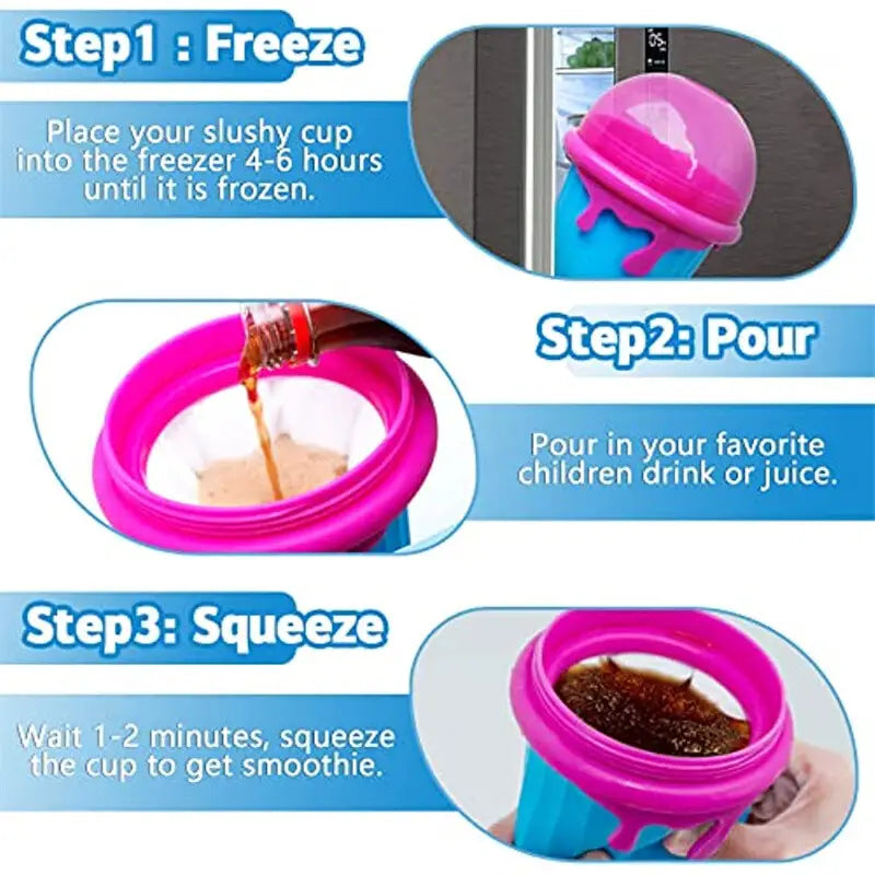 500ml Large Capacity Slushy Cup Summer Squeeze Homemade Juice Water Bottle Quick-Frozen Smoothie Sand Pinch Fast