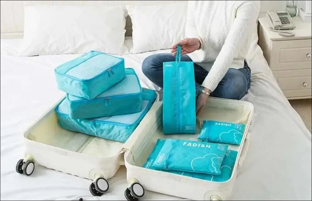 7/6 Pieces Travel Organizer Set - Portable Luggage Storage Bags for Suitcase Clothes Shoes and Packing Pouch Cases